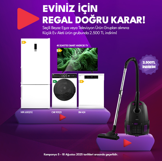 Seçili Beyaz Eşya veya TV Alımında Küçük Ev Aletleri ve Süpürgede 2.500 TL indirim !