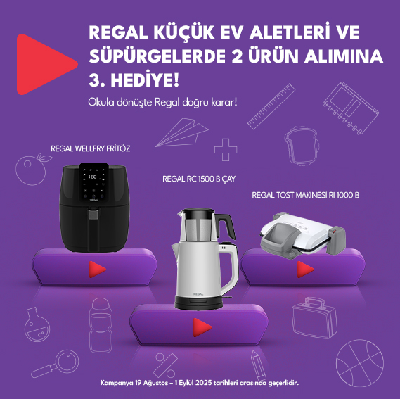 REGAL Küçük Ev Aletleri ve Süpürgelerden 2 Ürün Alımına 3. Ürün Hediye!