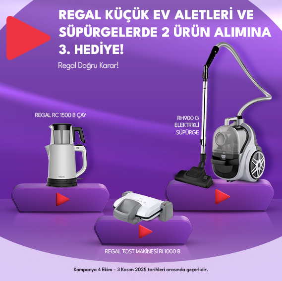 REGAL Küçük Ev Aletleri ve Süpürgelerden 2 Ürün Alımına 3. Ürün Hediye!