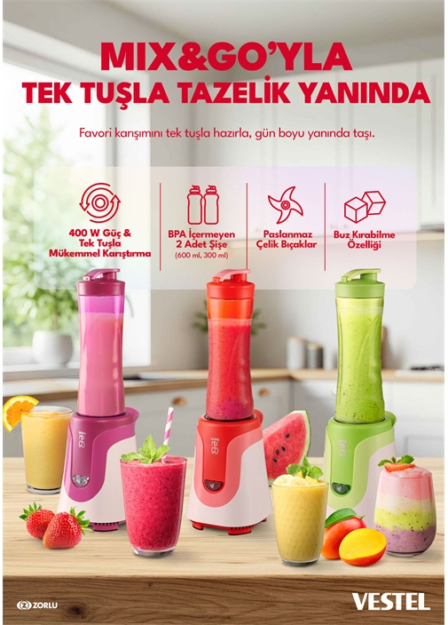 Vestel Mix&Go Yeşil Blender