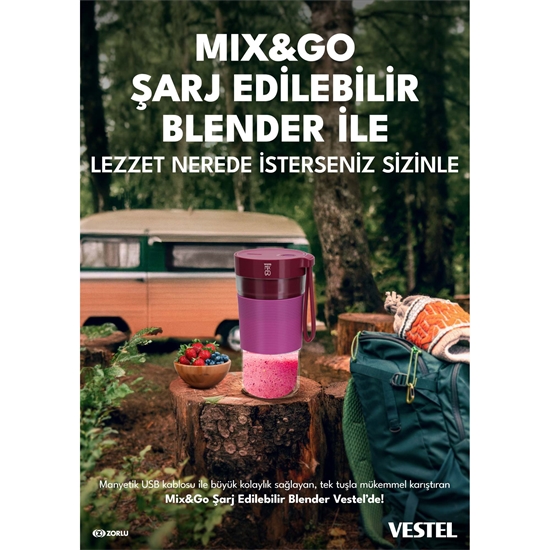 Vestel Mix&Go Şarj Edilebilir Siyah Blender         