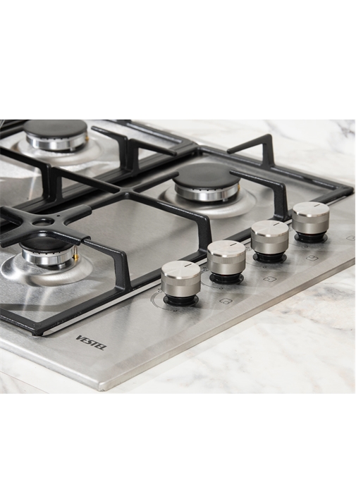 Vestel AO-6004 X-DW 60 cm 4 Gözü Gazlı (1 Gözü Wok'lu) Ankastre Ocak