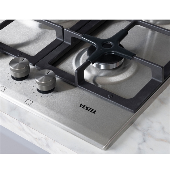 Vestel AO-71159 X DG-W 70 cm 5 Gözü Gazlı (1 Gözü Wok'lu) Ankastre Ocak