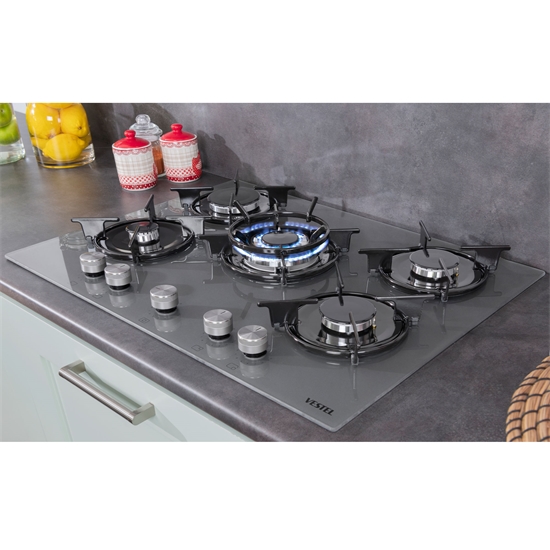 Vestel AO-71159 G DG-W 70 cm 5 Gözü Gazlı (1 Gözü Wok'lu) Ankastre Ocak
