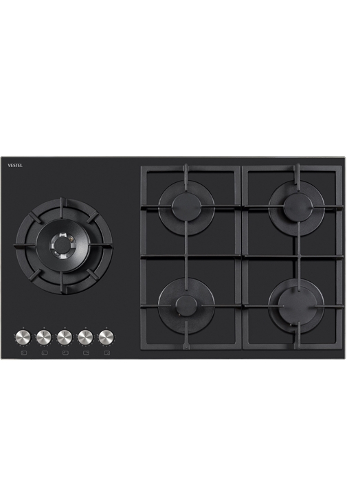 Vestel AO-91159 S DG-W 90 cm 5 Gözü Gazlı (1 Gözü Wok'lu) Ankastre Ocak