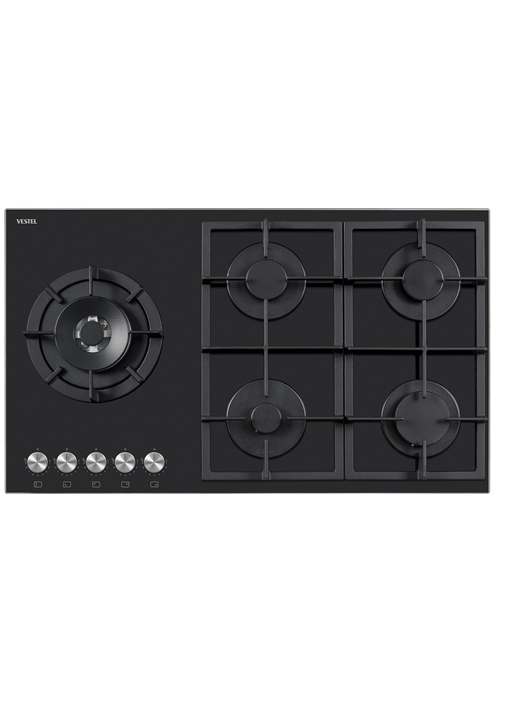 Vestel AO-91159 S DG-W 90 cm 5 Gözü Gazlı (1 Gözü Wok'lu) Ankastre Ocak
