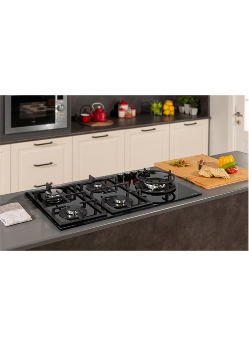 Vestel AO-91159 S DG-W 90 cm 5 Gözü Gazlı (1 Gözü Wok'lu) Ankastre Ocak