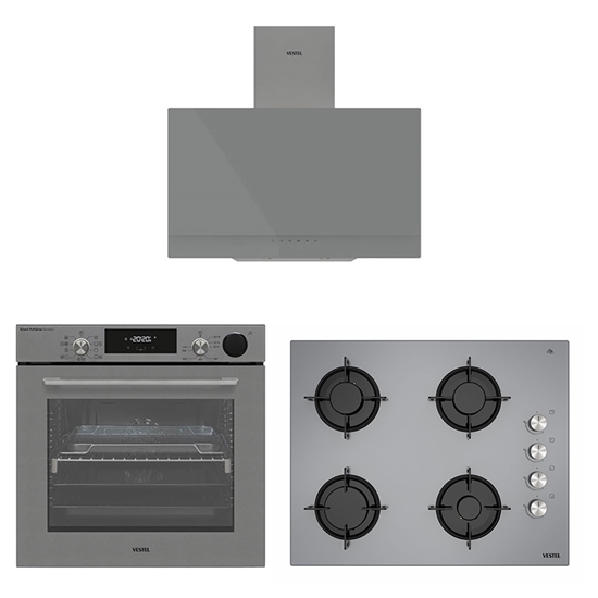 Eğik Gri Buharlı Lightfry Set 