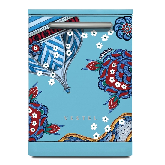 Vestel x Aslı Filinta BM 5001 Retro Düş Mavisi Çini Bulaşık Makinesi