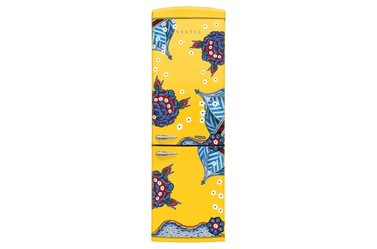 Vestel x Aslı Filinta Retro NFK37011 Sarı Çini Buzdolabı