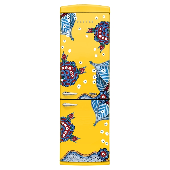 Vestel x Aslı Filinta Retro NFK37011 Sarı Çini Buzdolabı