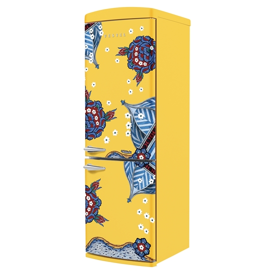 Vestel x Aslı Filinta Retro NFK37011 Sarı Çini Buzdolabı