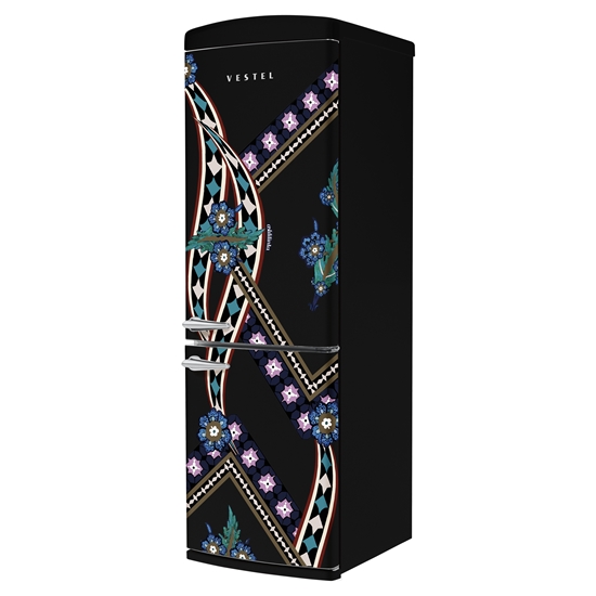 Vestel x Aslı Filinta Retro NFK37211 Siyah Saz Buzdolabı