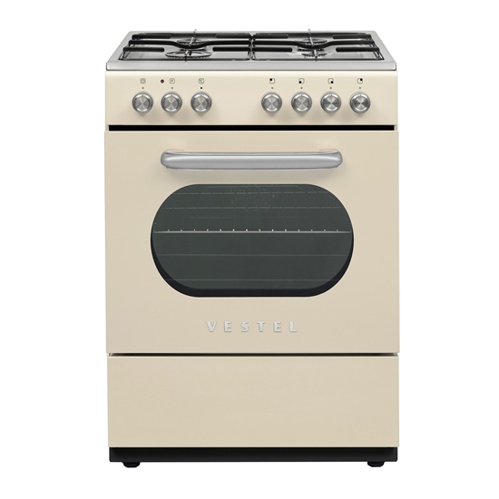 Vestel Retro SF 84011 DG Bej 4 Gözü Gazlı A Enerji Sınıfı Solo Fırın