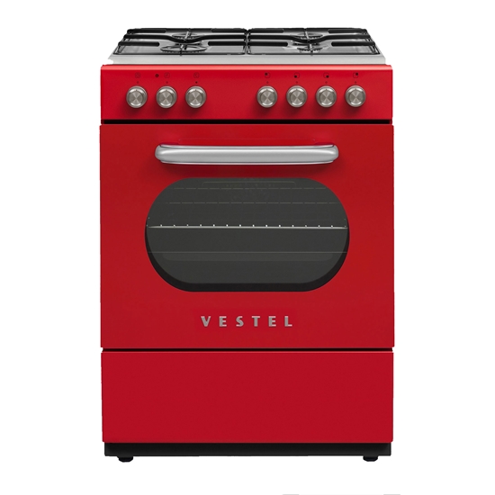 Vestel Retro SF 84011 DG Kırmızı 4 Gözü Gazlı A Enerji Sınıfı Solo Fırın