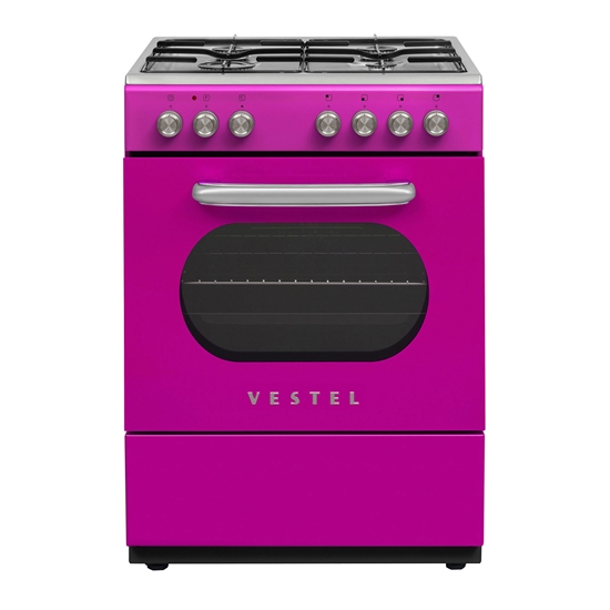 Vestel Retro SF 84011 DG Pembe 4 Gözü Gazlı A Enerji Sınıfı Solo Fırın