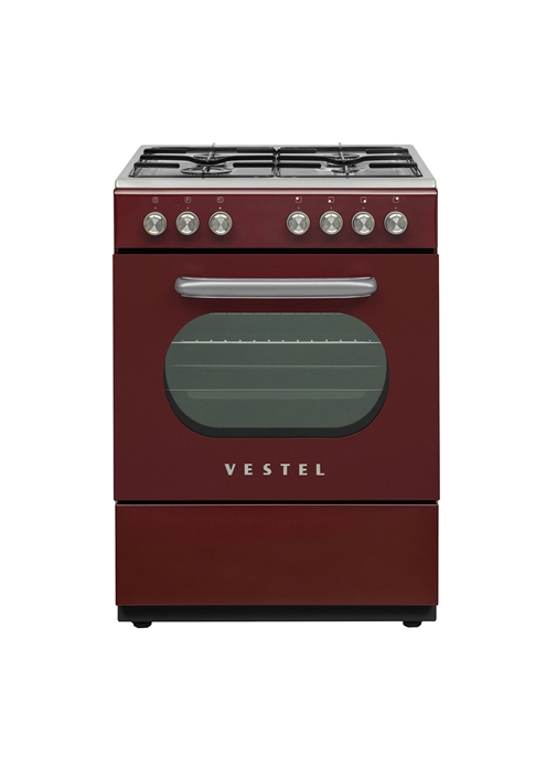 Vestel Retro SF 84011 DG Bordo 4 Gözü Gazlı A Enerji Sınıfı Solo Fırın