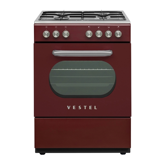 Vestel Retro SF 84011 DG Bordo 4 Gözü Gazlı A Enerji Sınıfı Solo Fırın