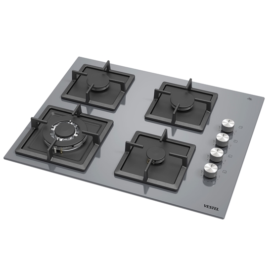 Vestel AO-6510419 G DG DWK 65 cm 4 Gözü Gazlı (1 Gözü Wok'lu) Ankastre Ocak